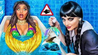 Wednesday Addams vs Vampire vs Mermaid! Extreme Hide and Seek in Boxes Challenge!