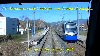 Tram-Train Soléa Mulhouse Gare Centrale – Thann St-Jacques. Cab ride