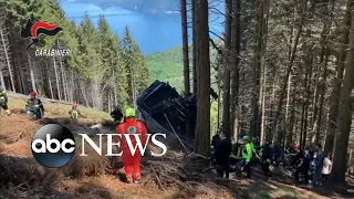 Cable car plunges in Italian Alps
