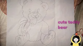 easy way to draw cute , pretty teddy bear in 3 minutes 🐻 how to draw cute little Teddy bear
