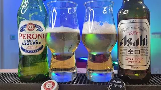 Asahi Super Dry and Peroni Nastro Azzurro beer