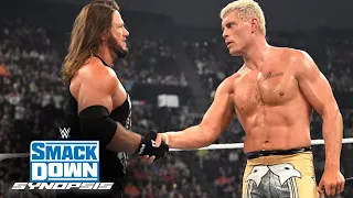 AJ STYLES SHAKES CODY RHODES HAND WWE DRAFT - SMACKDOWN SYNOPSIS APRIL 26TH 2024