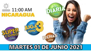 Sorteo 11 am Resultado Loto NICARAGUA, La Diaria, jugá 3, Súper Combo, Fechas, lunes 01 junio 2021