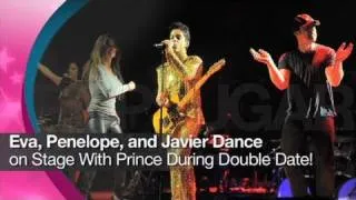 Eva Longoria, Penelope Cruz, and Javier Bardem Dance on Stage With Prince During Double Date!