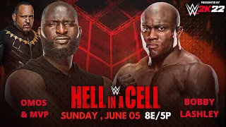 BOBBY LASHLEY VS OMOS & MVP IN HANDICAP MATCH  AT HELL IN A CELL #wwe2k22 #raw #hellinacell  #bobby