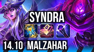 SYNDRA vs MALZAHAR (MID) | 15/2/13, 7 solo kills, Legendary, 41k DMG | EUW Diamond | 14.10