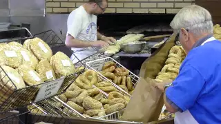 Making Bagels at St-Viateur Bagels in Montreal, Canada