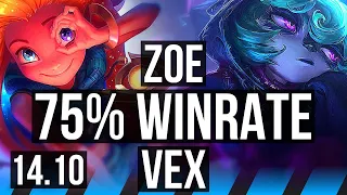 ZOE vs VEX (MID) | 75% winrate, 12/3/9 | KR Master | 14.10