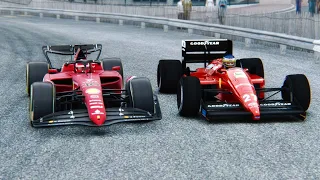 Ferrari F1 2022 vs Ferrari F1 1987 (Michele Alboreto) - at Monaco 1966