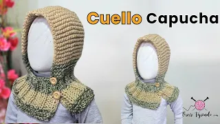 Cuello Capucha Elegante a Dos Agujas con botones en los laterales – Preciosos y Bonitos Tejidos