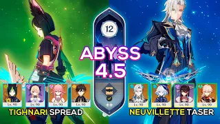 C0 Neuvillette Taser & C0 Tighnari Spread | Spiral Abyss 4.5 | Genshin Impact