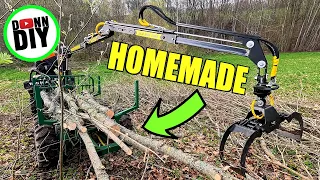 DIY Timber Trailer w. Hydraulic Crane Hauling Firewood