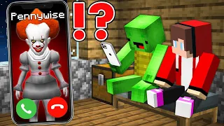 Why Scary PENNYWISE Called JJ and Mikey at Night in Minecraft? (Maizen JJ Mikey)