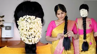 BRIDESMAID MUHURTHAM HAIRSTYLE| HOW TO FIX NETHICHUTTI/MANG TIKKA | SELF TRADITIONAL HAIRSTYLE!!!