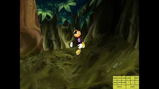 Rayman makes random jumps to enable a skip in Bayou