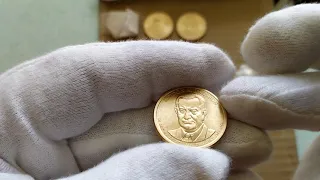 Распаковка монет США Президенты на долларах и даймы