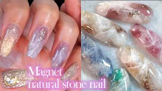 [ASMR] Natural stone nail art using magnet & mirror 2-way powder✨💎
