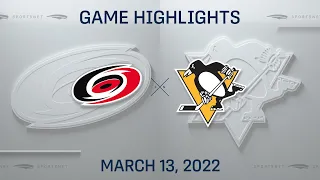 NHL Highlights | Hurricanes vs. Penguins - Mar 13, 2022