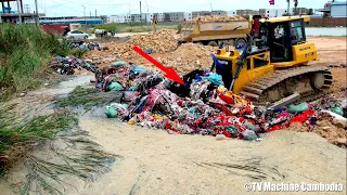 Full Video Finally 100% Start To Finish Filling Land Activities Dozer Clearing Mud & Push Soil