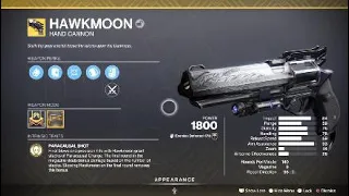 Hawkmoon Exotic Weapon & Catalyst – Destiny 2