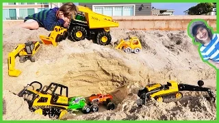 Monster Truck Garage with Construction Trucks