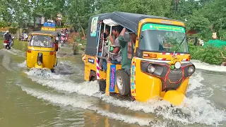 Auto video | Autorickshaw 3 wheeler risky driving in Flood water | how to drive through flood water