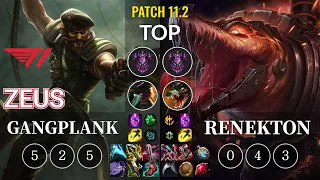 T1 Zeus Gangplank vs Renekton Top - KR Patch 11.2