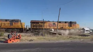 Union Pacific freight train smashes into pickup truck; Odessa, Texas 04-19-2023