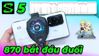 Gắn quạt tản nhiệt test game max setting Black Shark 5: Snap 870 bắt đầu đuối?