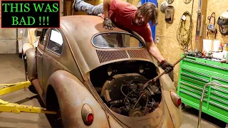 Worst VW Engine Removal Ever! Abandoned rare 1955 Oval Vw Beetle Revival