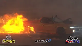 SHITTORQUER TYRE FIRE AT WEST COAST NATS