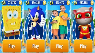 Sonic Dash vs Tag with Ryan SpongeBob vs Talking Tom Hero Dash vs Vlad & Niki Run Android Gameplay