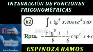 62. INTEGRACIÓN DE FUNCIONES TRIGONOMÉTRICAS_Espinoza_Ramos