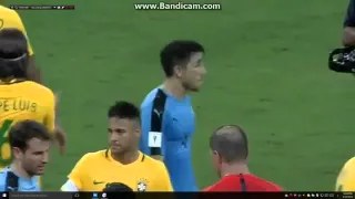 Neymar fight vs Uruguay player _ Brazil vs Uruguay,