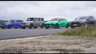 Lamborghini  v Tesla X v Mercedes G63 v Range Rover Sport  & ROLLING RACE