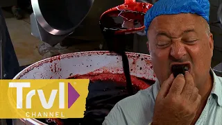 A BLOOD Brownie -- AKA Cow's Blood Pudding | Bizarre Foods with Andrew Zimmern | Travel Channel