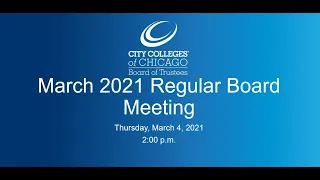 March 4, 2021 Regular Board Meeting