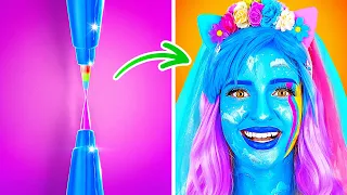 FANTASTIC MAKEUP TRANSFORMATION || Amazing UNICORN SFX Makeup Tutorial and Hacks by 123GO! CHALLENGE