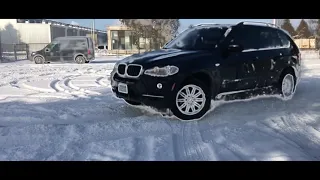 BMW X5 e 70 snow drifting winter is coming)