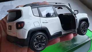 Jeep Renegade branco-em miniatura welly escala 1/24