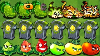 Every Plants Level 1 x3 POWER UP Vs 6 Sun Gravestone - PvZ 2 Challenge