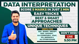 🔴LIVE🔴 DATA INTERPRETATION SCORE 5 MARKS IN JUST 2 MINUTES | BEST & UNIQUE TECHNIQUES By Chandan Sir