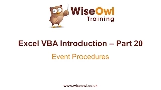 Excel VBA Introduction Part 20.1 - Event Procedures