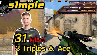 s1mple FACEIT INFERNO POV - 31Kills! - 3 Triples ＆ Ace - CSGO s1mple POV!