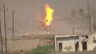 Abrams tank hit and destroyed by portable missile