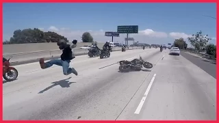 Motorcycle Accident Crash During Wheelie on the Highway Crash 2015