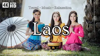 4K Discover Laos: Virtual Journey to Vientiane, Nature's Wonders with traditional music