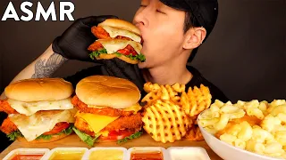 ASMR SPICY CHICKEN SANDWICHES & MAC N CHEESE MUKBANG (No Talking) EATING SOUNDS | Zach Choi ASMR