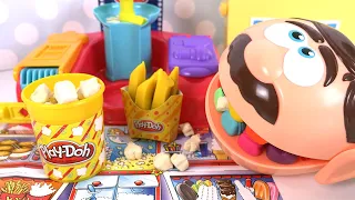 Play Doh Dentiste Oscar Mange Popcorn, Frites et Pizza