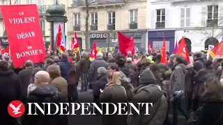 Live: French unions protest against pension reforms on weekend march